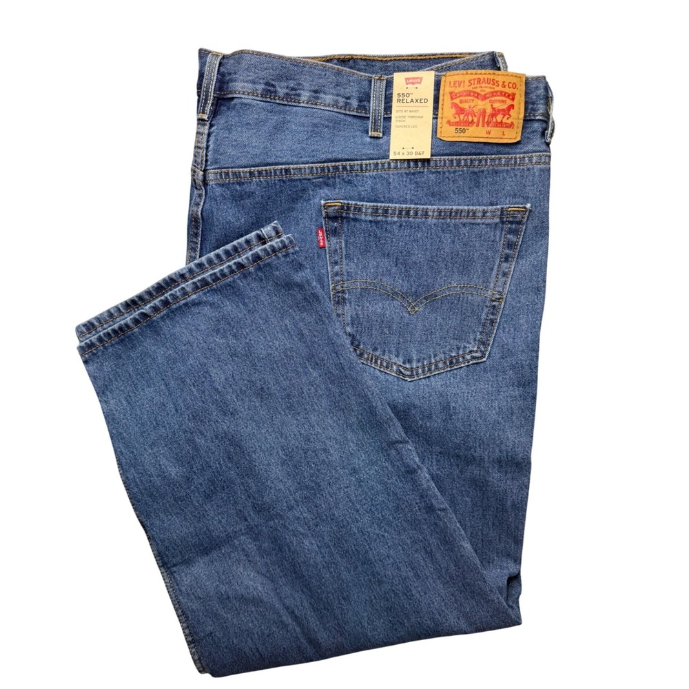 NEW‎ Levis 550 Jeans Mens 54x30 Blue Relaxed Fit Tapered Big & Tall Denim